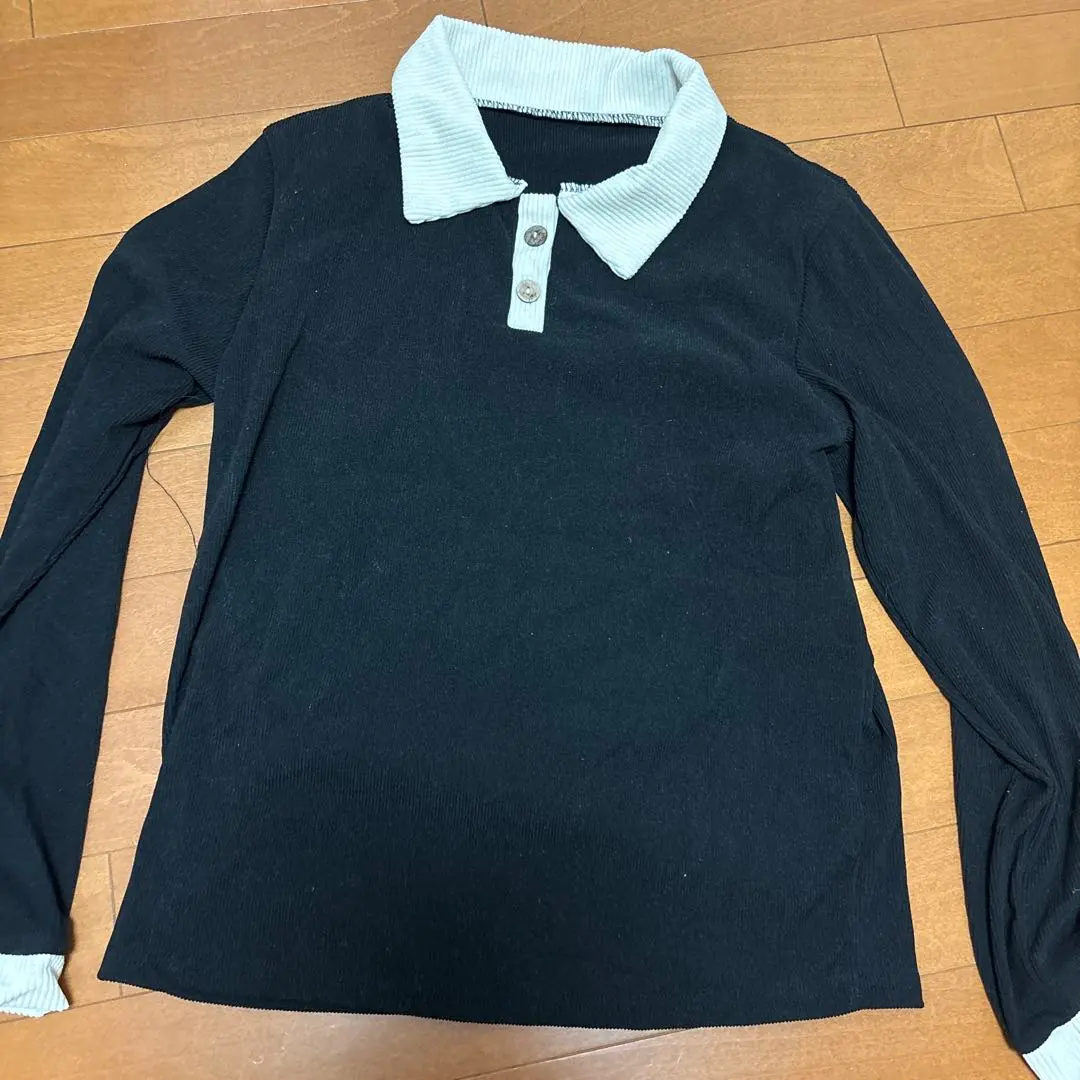 Thumbnail of Black Polo Shirt Style Long Sleeve Knit