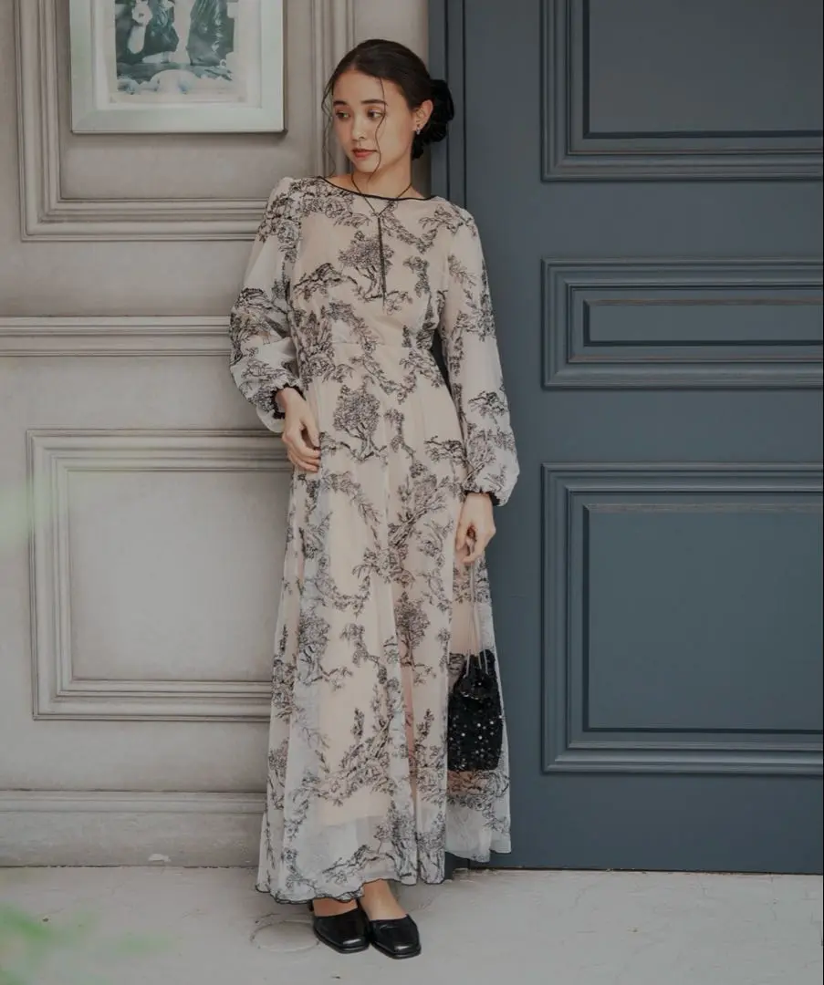 ⭐️美品⭐️ kastane embroidery organdy dress 緑 Kastane（カスタネ）の「【2サイズ展開/SET ITEM/インナー付き
