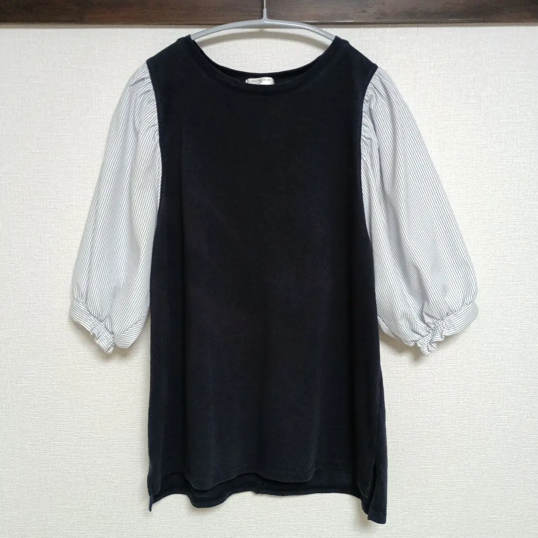 Thumbnail of GLACIER M Navy Stripe 3/4 Sleeve T-shirt