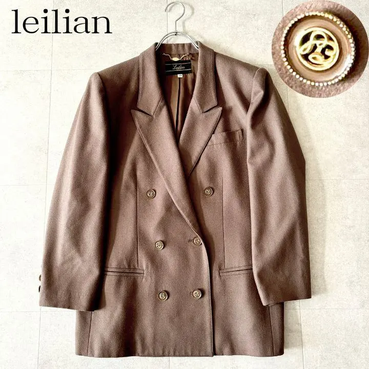 Thumbnail of Excellent condition ✨️ Leilian wool tailored jacket, size 13, brown, gold buttons, cashmere