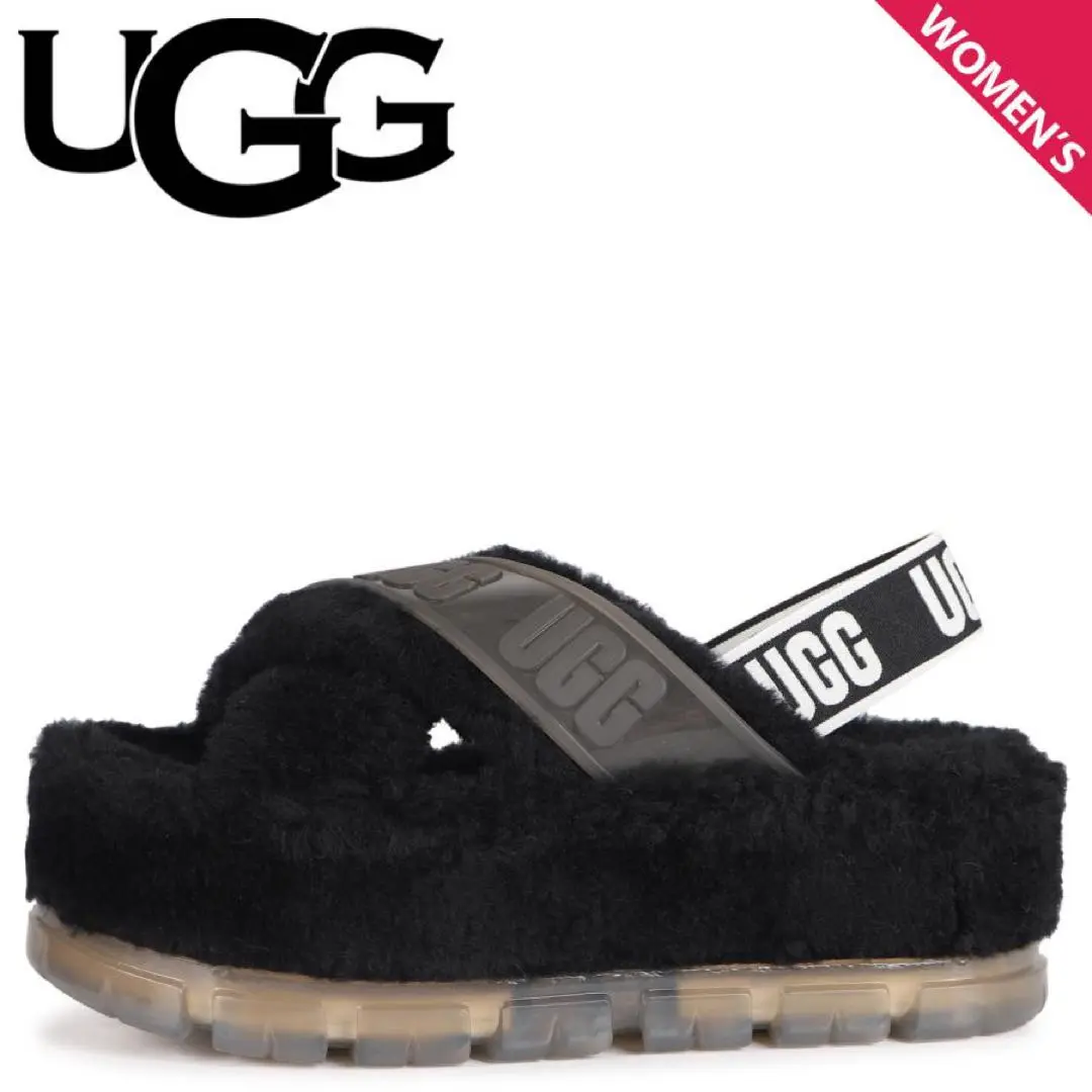 UGG サンダル 黒 ファー素材 W FUZZITA CLEAR 23cm
