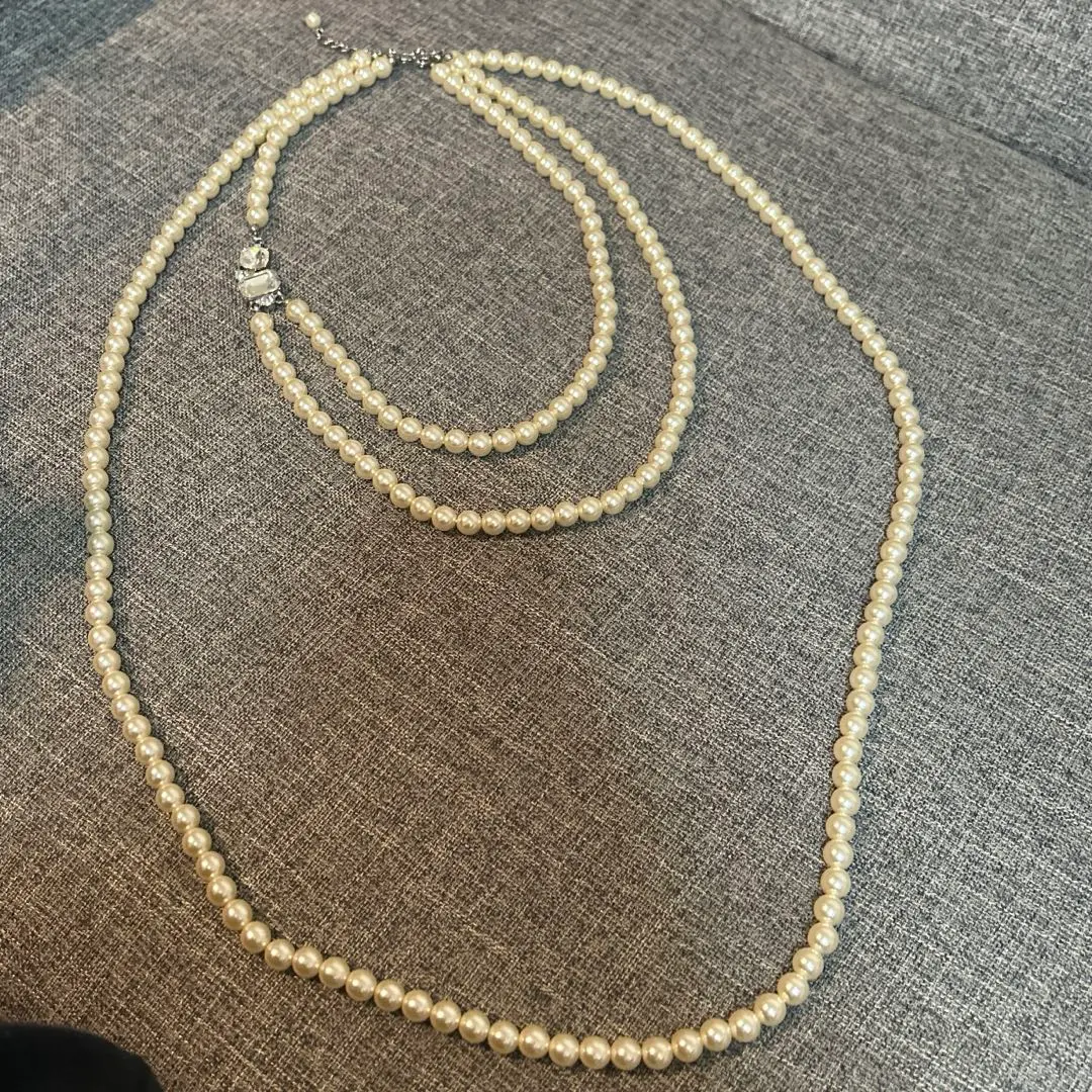 MIKIMOTO ミキモト パール 真珠 3連 ネックレス シルバー