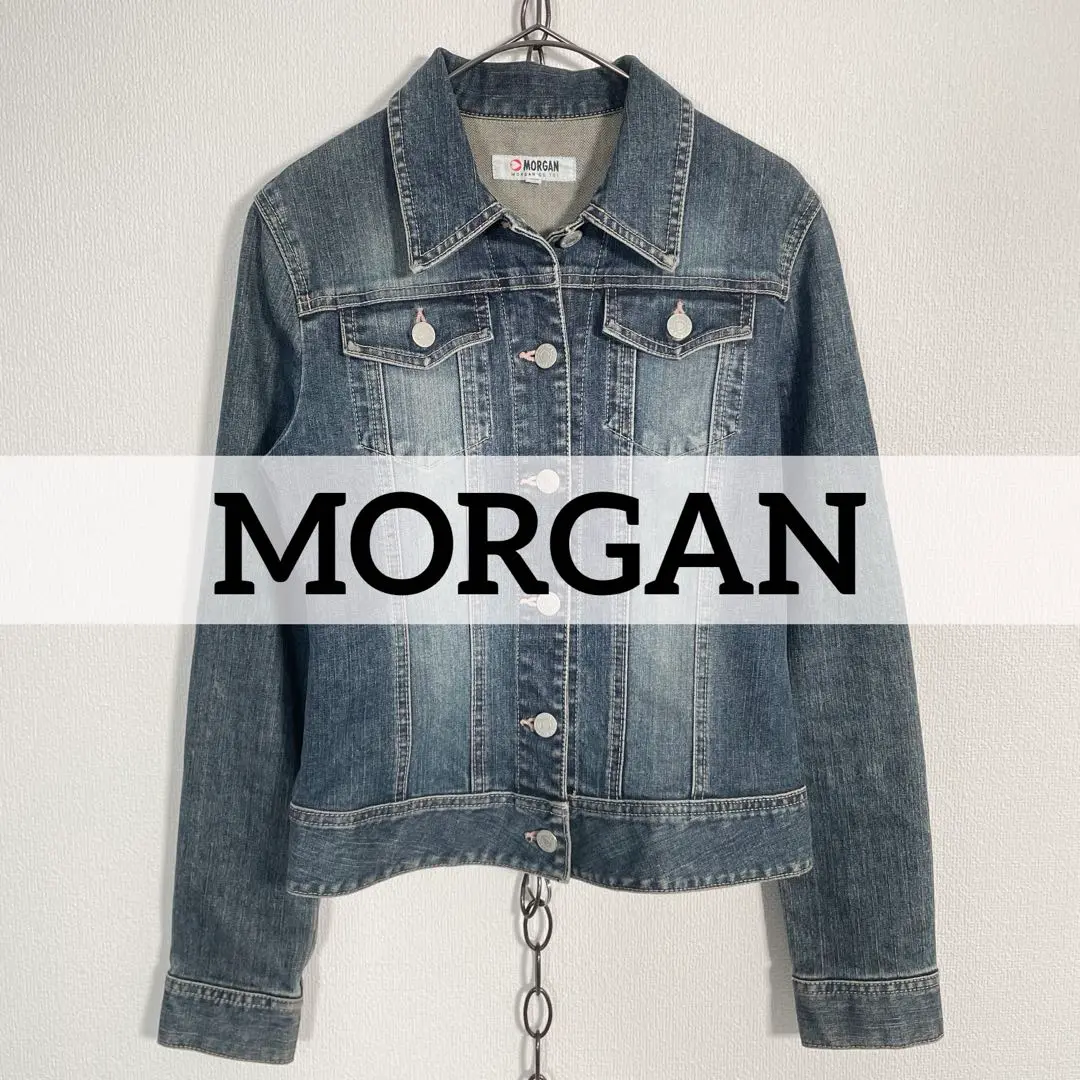MORGAN モルガン フリル デニムジャケット ジージャン 36サイズ 2025年最新】Morgan Gジャン・デニムジャケット・カバーオールの