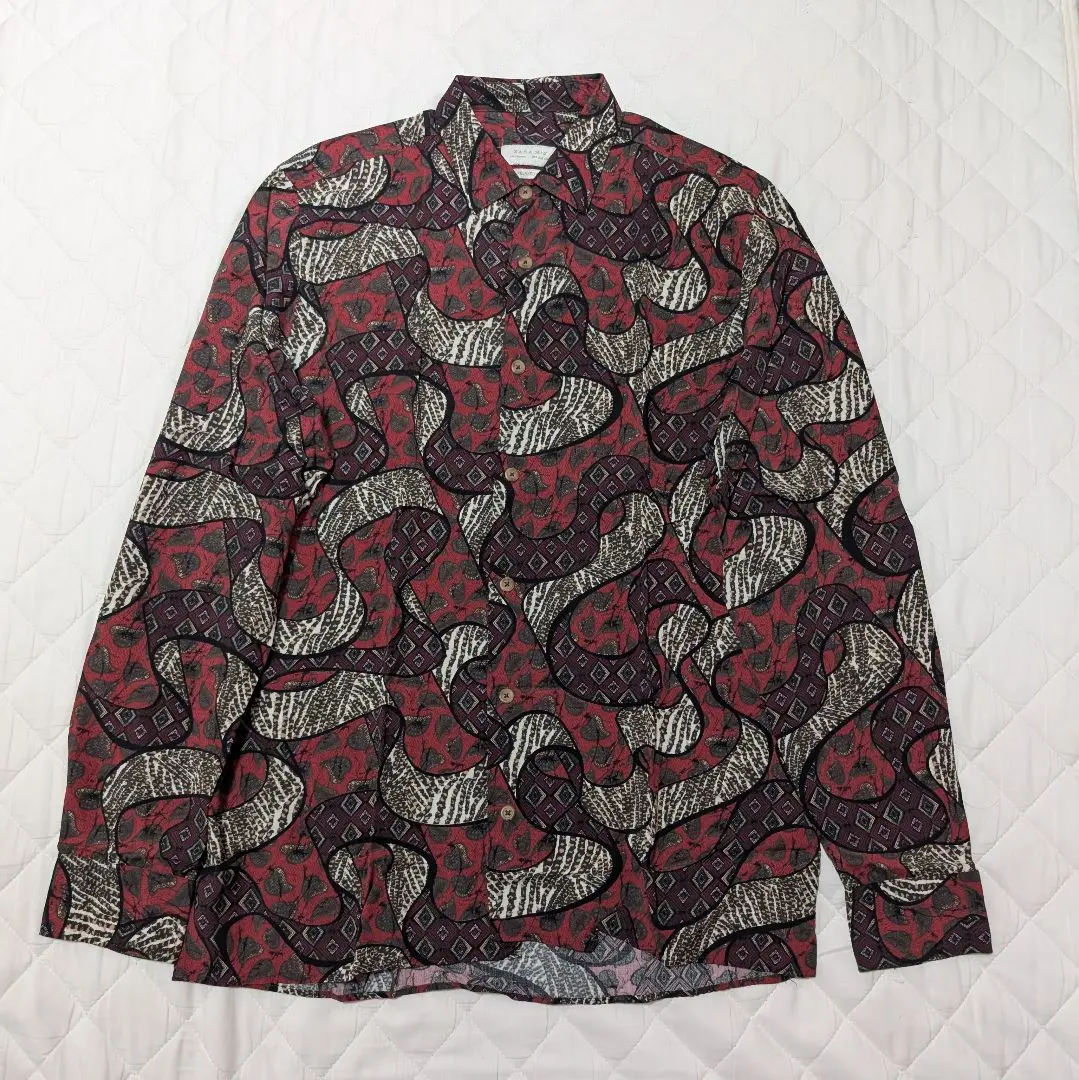 Thumbnail of ZARA Patterned Shirt Geometric & Botanical Wine Red Vintage