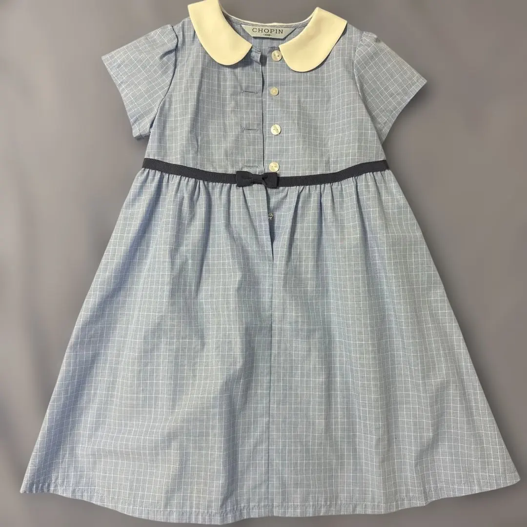 Thumbnail of CHOPIN Light Blue Checkered Short-Sleeved Dress