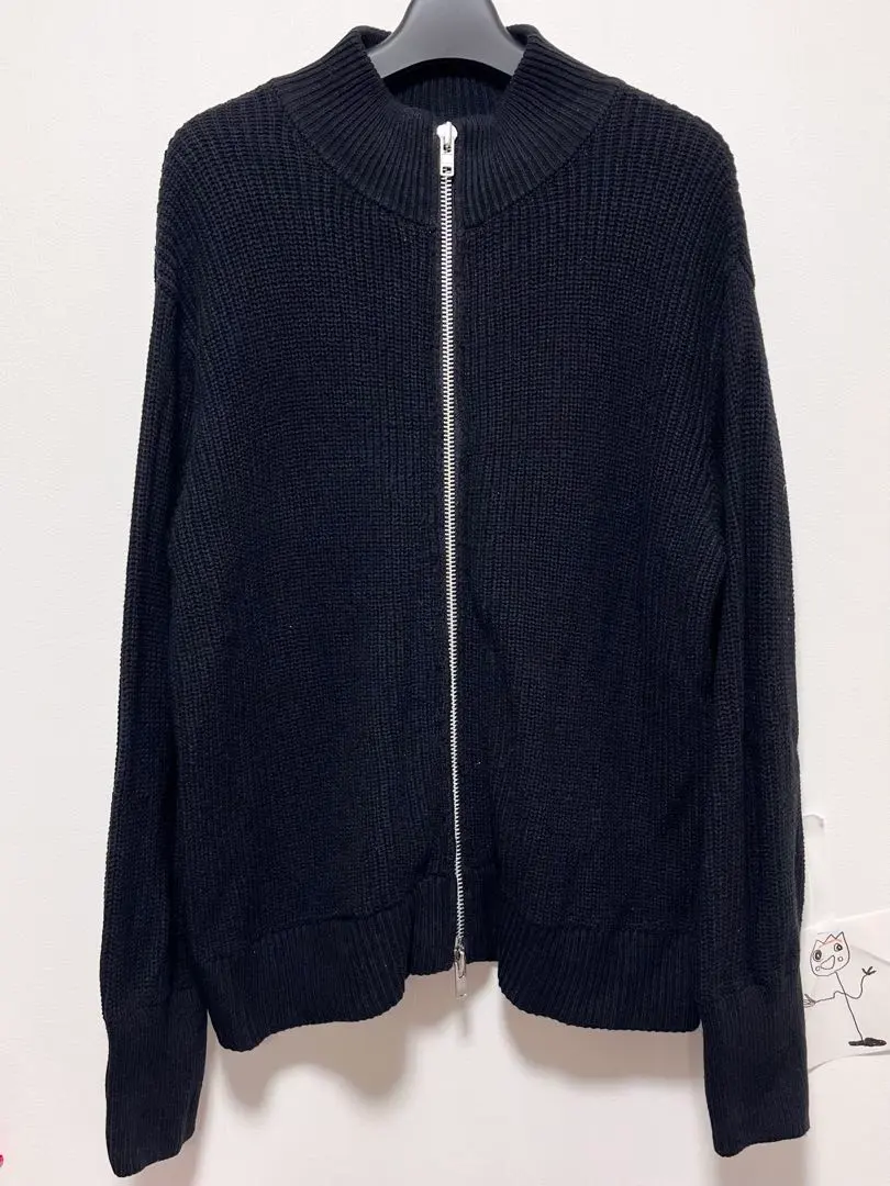 7G 羅紋雙拉鍊開襟毛衣 / 989702 黑色 的縮圖