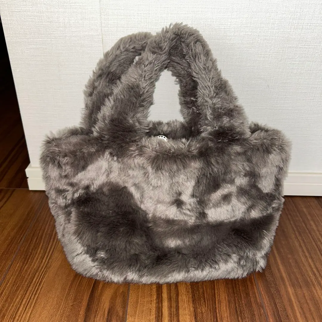 Thumbnail of NATURAL BEAUTY BASIC Charcoal Gray Faux Fur Tote Bag