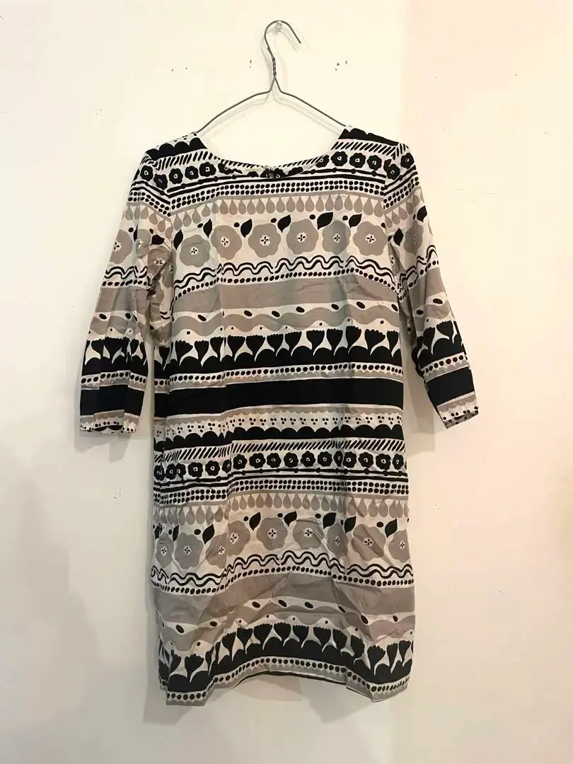 Thumbnail of Marimekko dress, monochrome floral pattern