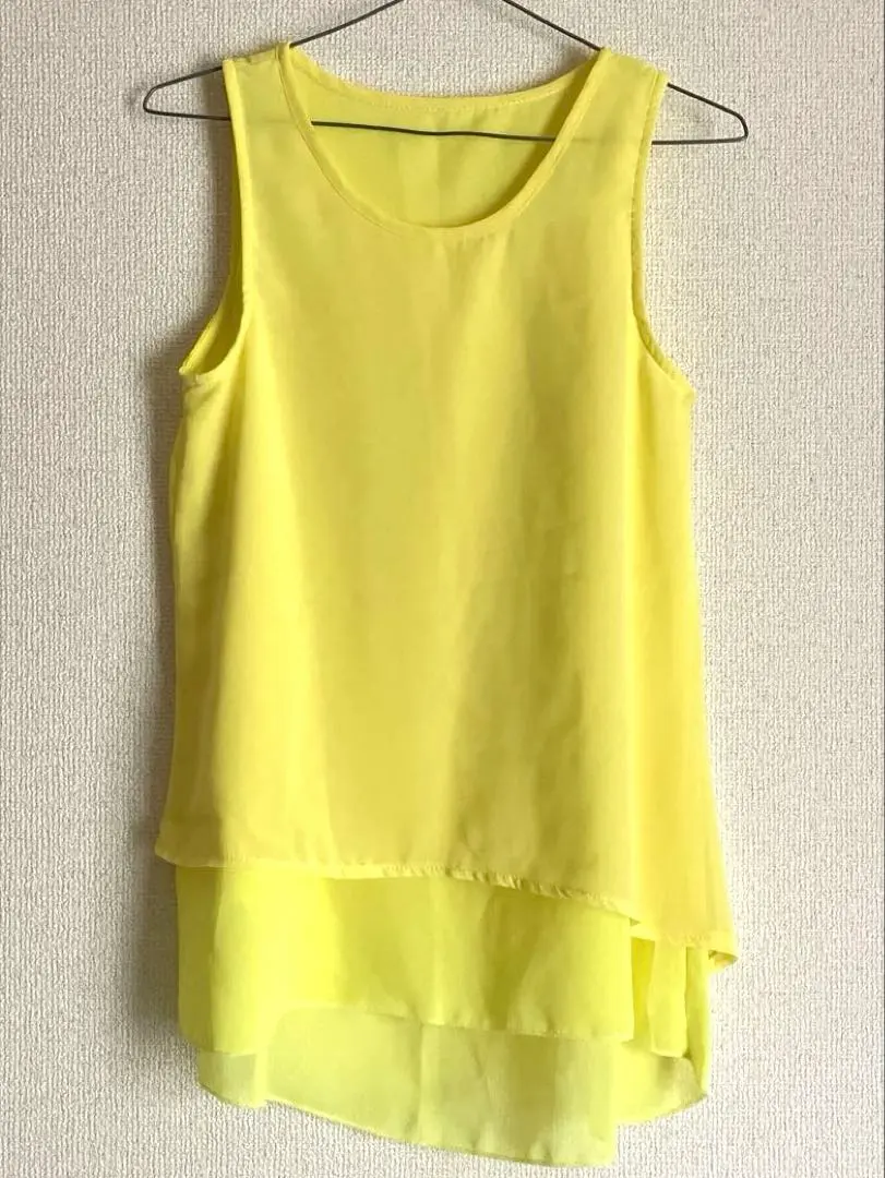 Thumbnail of Fluorescent Yellow Sleeveless Tunic Blouse, Size M