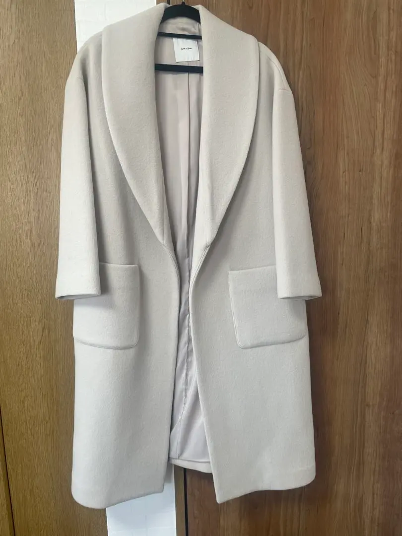 Thumbnail of Beige shawl collar coat