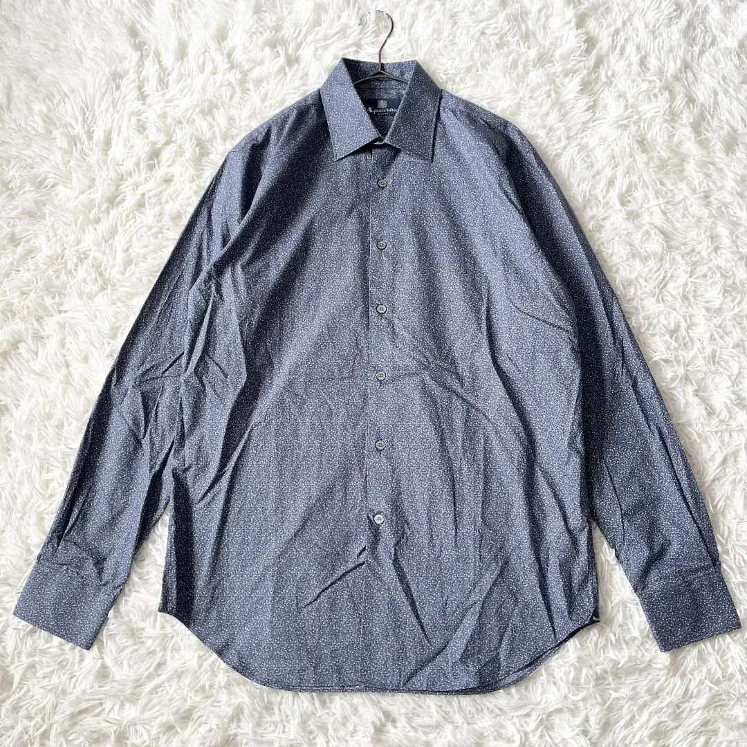 Thumbnail of Aquascutum Long Sleeve Dress Shirt 100% Cotton Navy M Equivalent Dot