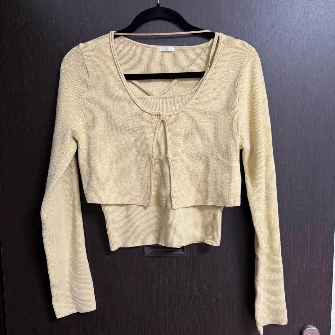 Thumbnail of GU 2-Piece Cropped Cardigan Ensemble, Yellow