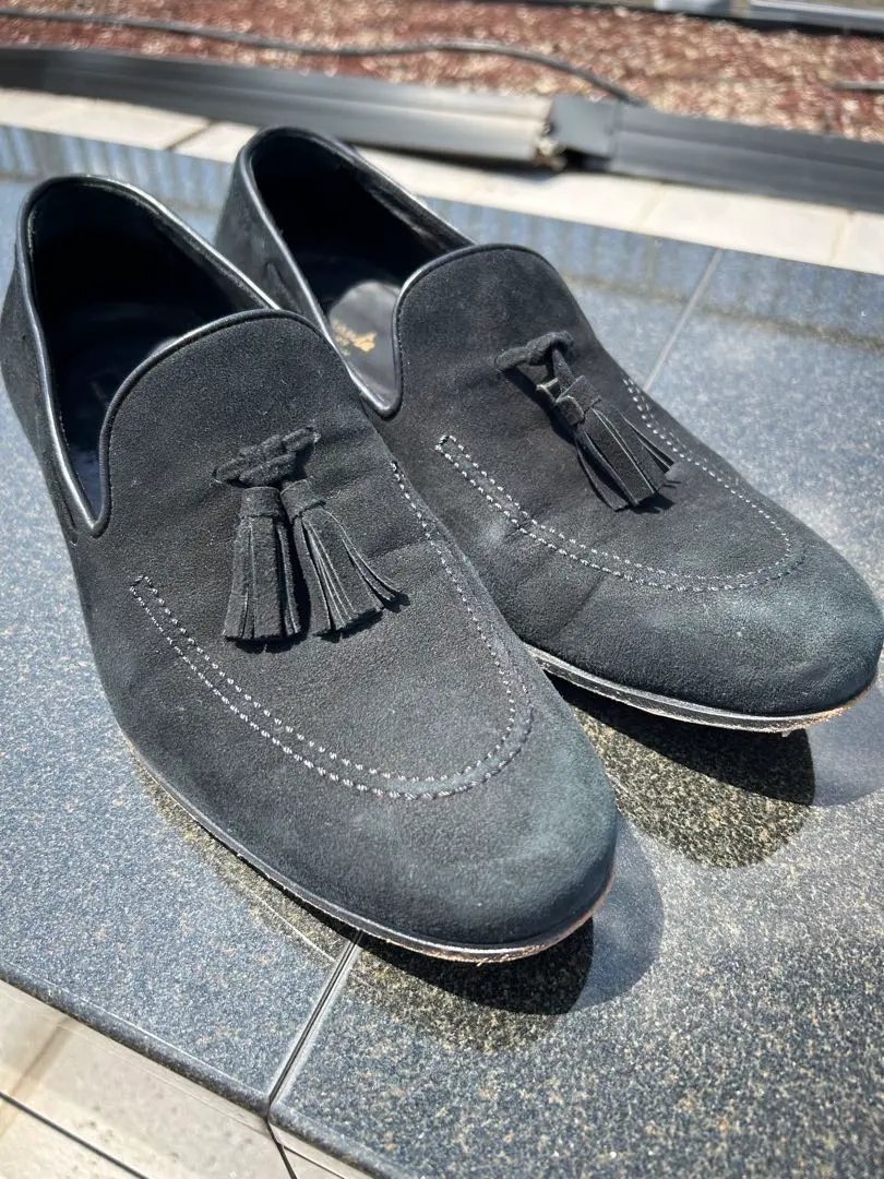 Thumbnail of Excellent Condition Ferrante Suede Loafers Black 7 1/2 (26cm) with Dust Bag