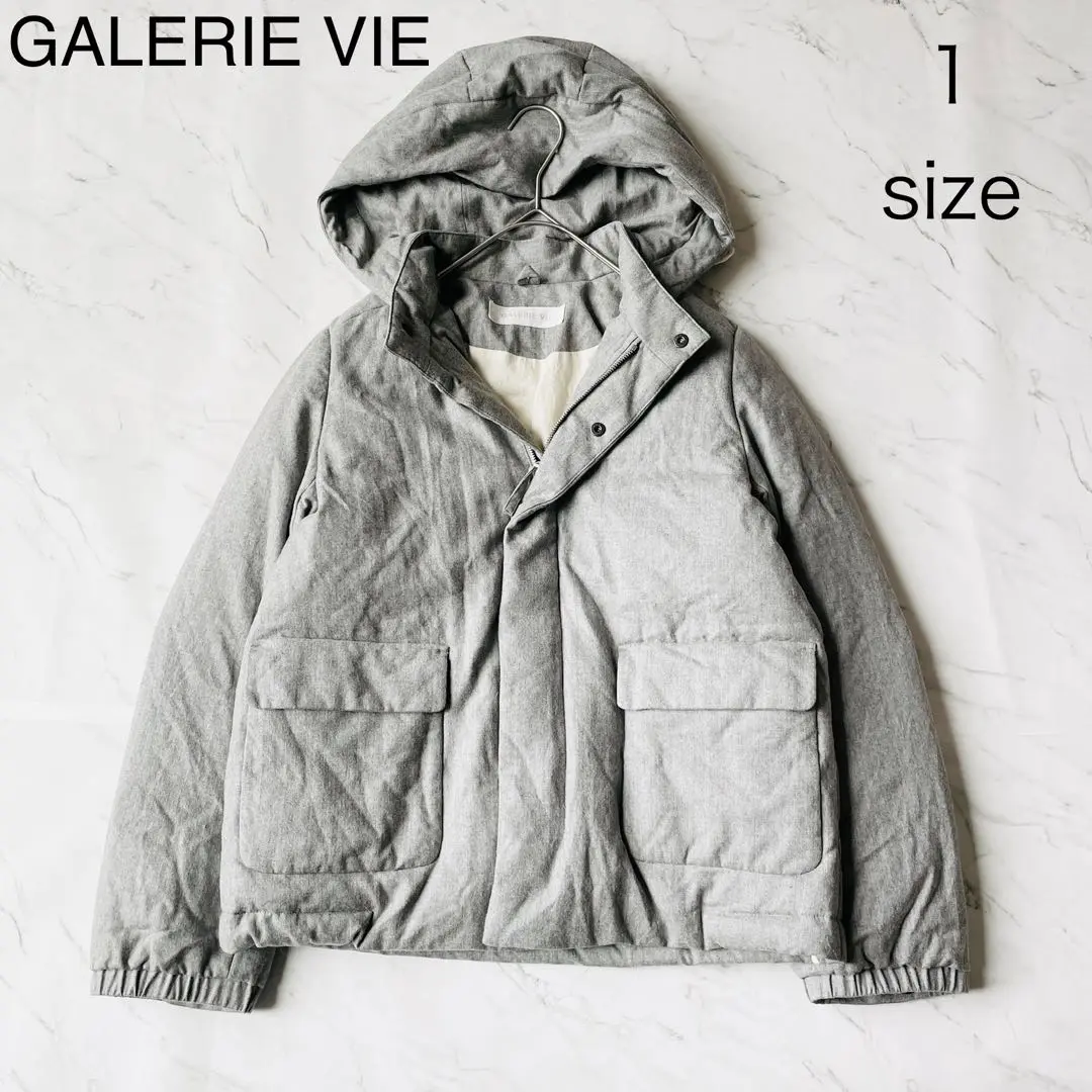ギャルリーヴィー 比翼 ダウンコート ウール生地 リアルレザー使用 36サイズ 中古・古着通販】GALERIE VIE (ギャルリーヴィー) カシミヤ比翼