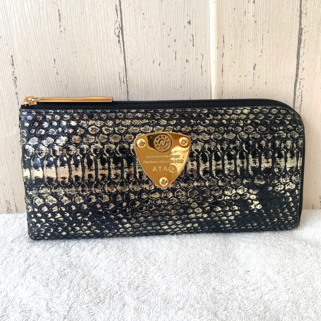 【極美品】　アタオ　スリモ　パレット　財布　パイソン　L字ファスナー　長財布 極美品】 アタオ スリモ パレット 財布 パイソン L字ファスナー