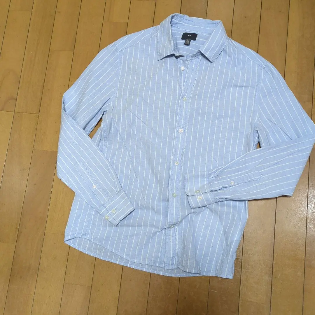 Thumbnail of [Special Price] H&M Slim Fit Long Sleeve Shirt, Light Blue Stripe