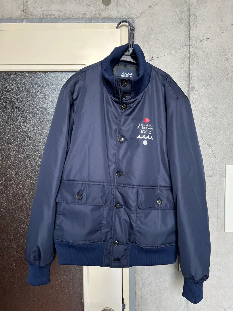 muta ムータ ナイロンジャケット ロゴ刺繍 紺 フード ジップ ワンポイント 中古・古着通販】muta MARINE (ムータマリン) ナイロン