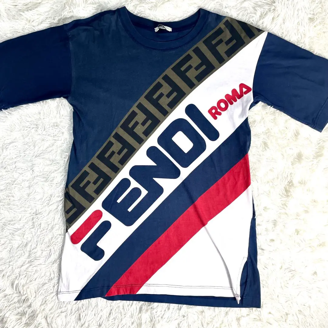 希少FENDI×FILA コラボ Tシャツ モノグラム 総柄 ワッペン ☆希少☆FENDI×FILAコラボ Tシャツ モノグラム 総柄 ワッペン ズッカ