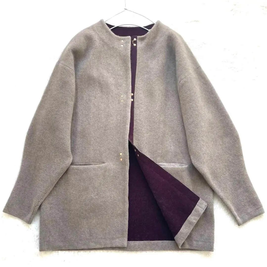【美品】ラグナムーンラクーン配色コクーンカーディガン LAGUNAMOON（ラグナムーン）の「ラクーン配色コクーン