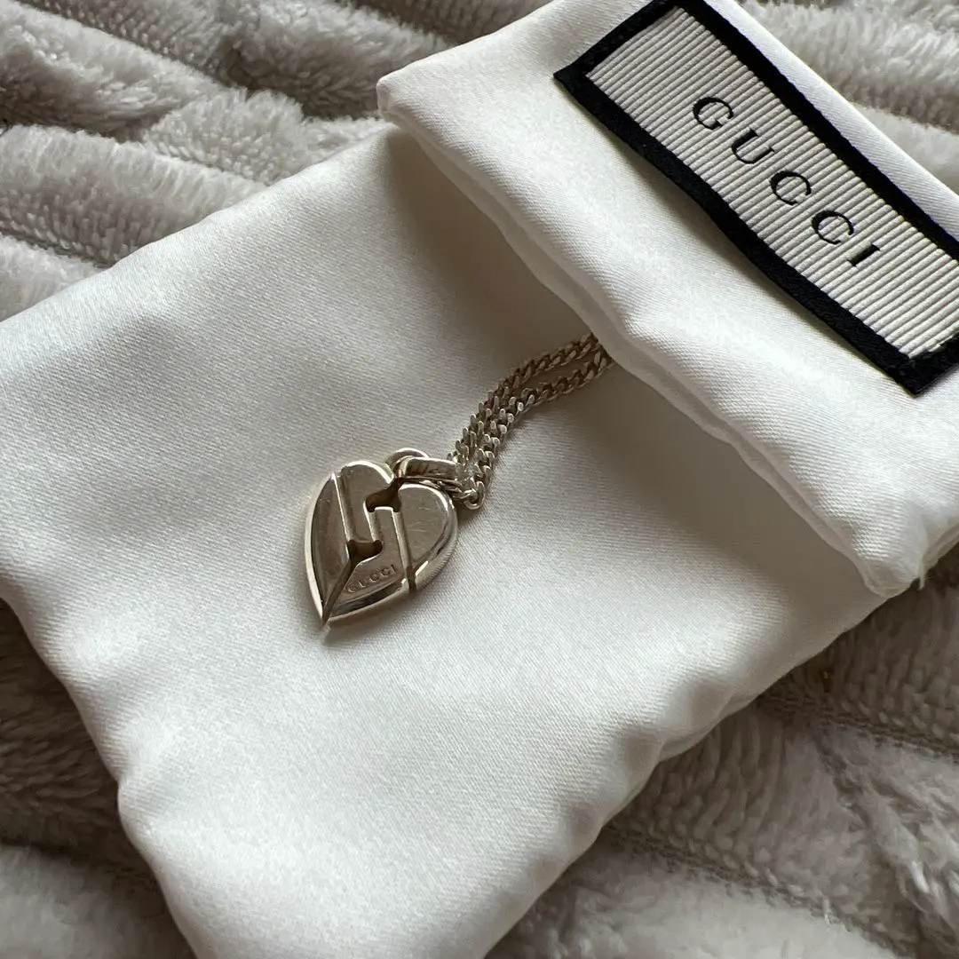 美品 GUCCI ノット ハート ネックレス トップ＋社外チェーン レディース GUCCI グッチ ネックレス レディース 母の日 シルバー925