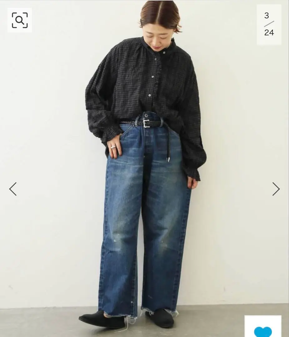 js luxe☆シャーリングストライプフリルパフブラウス JOURNAL STANDARD LUXE（ジャーナルスタンダード ラックス）の