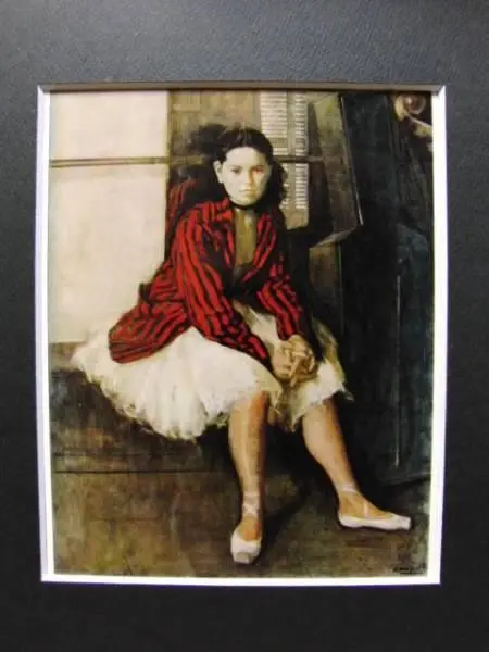 小磯良平、踊子群像、希少画集画、状態良好、新品高級額装付 R.KOISO 小磯良平 踊りの前 状態良好 新品額付き