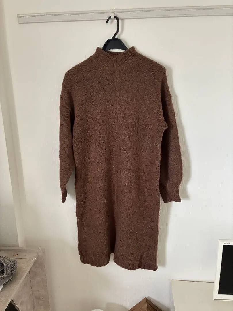 Thumbnail of BEAMS HEART Brown Turtleneck Knit Dress