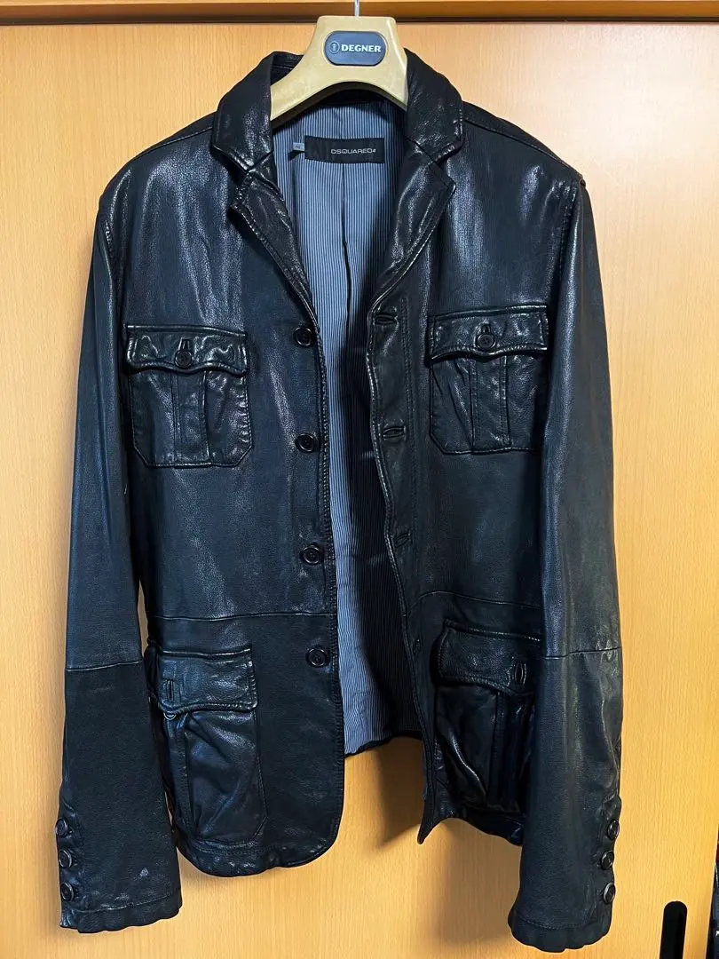 Thumbnail of DSQUARED2 Safari Black Leather Jacket 48