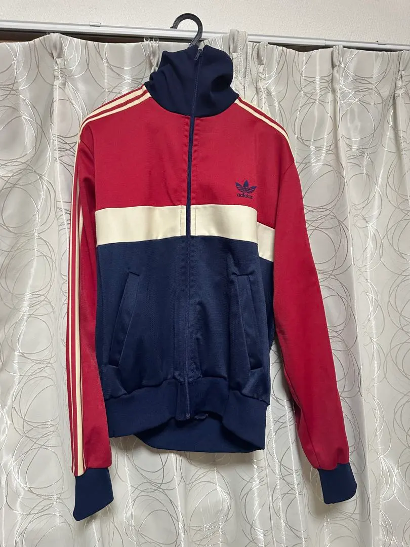 Thumbnail of Adidas zip-up jersey, red and navy
