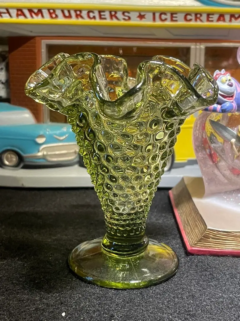 アメリカ製☆フェントン社 フラワーベース Fenton フェントン Silver Crest シルバークレスト 花瓶 花柄