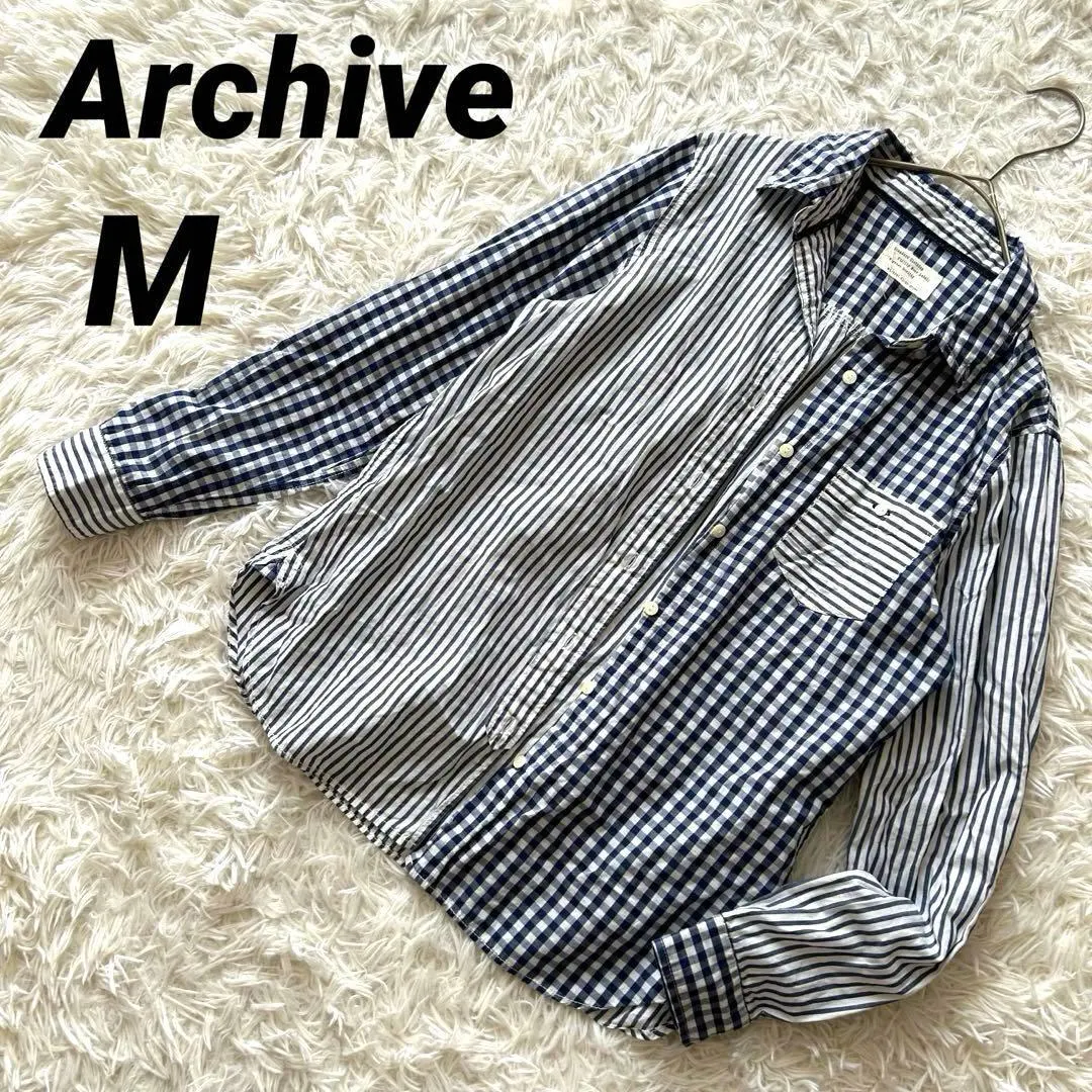 【典藏】 長袖襯衫 格紋 條紋 美品 襯衫 附胸前口袋 的縮圖