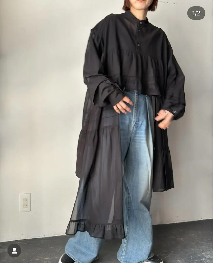 【在庫限り】 新品】RYU KAGA Tiered shirts dress ブラック38 トップス