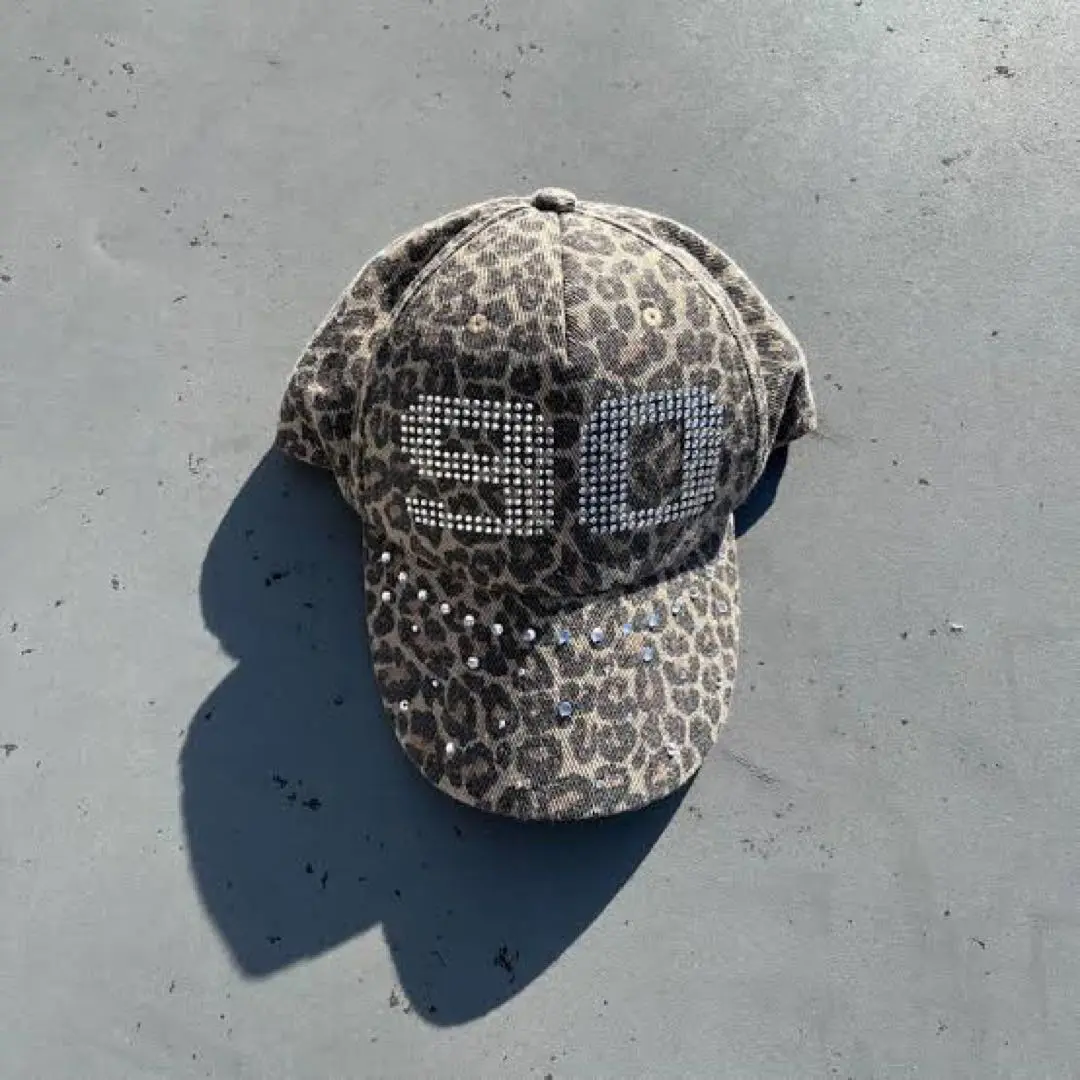 9090girl ヒョウ柄 ストーンキャップ Numbering Studs Cap【9090 girl】 – YZ