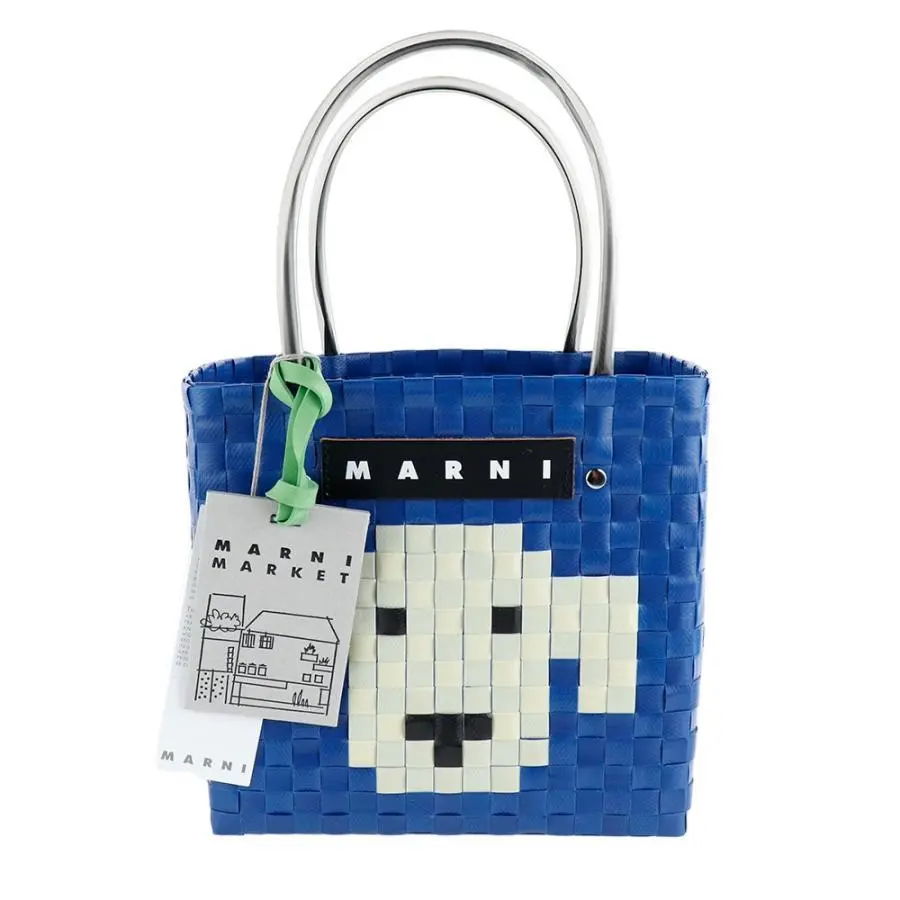 マルニ MARNI マーケット ピクニックバッグ かごバッグ/カゴバッグ 犬柄 エクリュ(ソフトベージュドッグ) MARNI MARKET ANIMAL BASKET