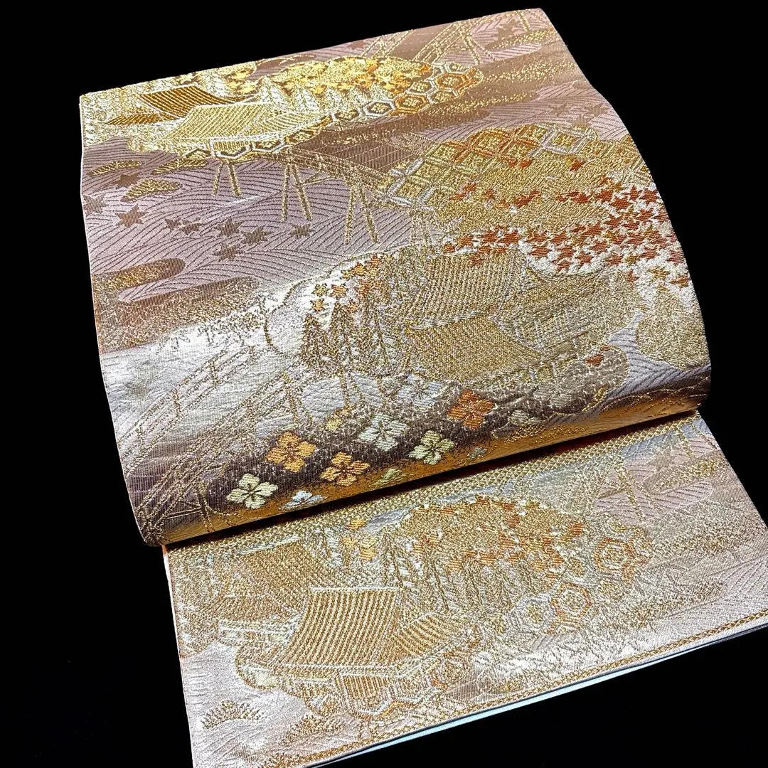 Thumbnail of Genuine Gold Leaf, Double Weave, Fukuro Obi (Type of Japanese Belt)