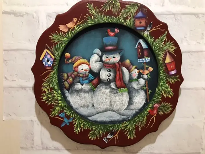 Thumbnail of Tole painting artwork ✳️ Snowman and Birdhouse