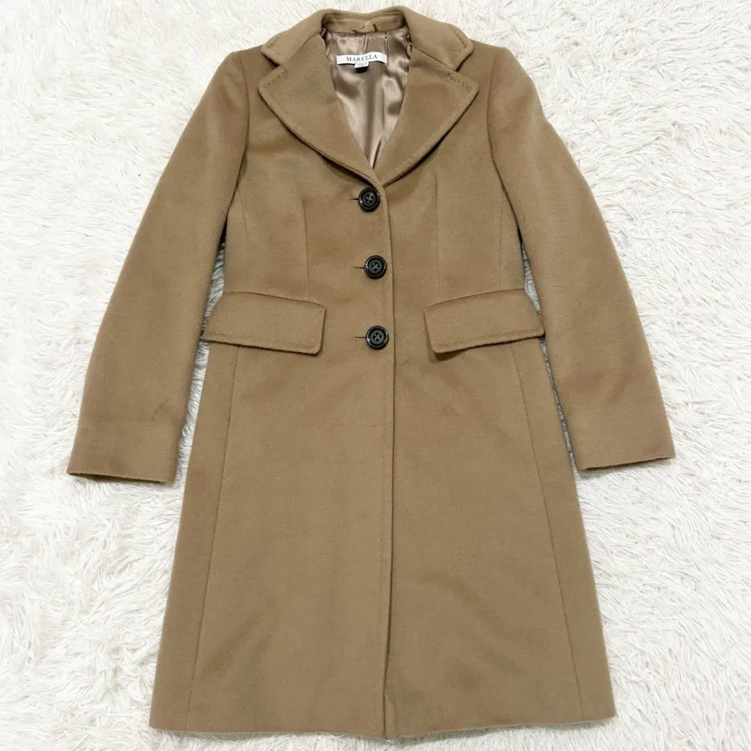 【美品】MARELLA マレーラ チェスターコート ダブル キャメル 美品】MARELLA マレーラ チェスターコート ダブル キャメル