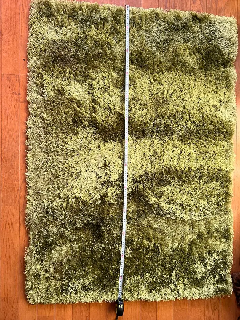 Thumbnail of Olive Green Shaggy Rug, approximately 120cm x 80cm