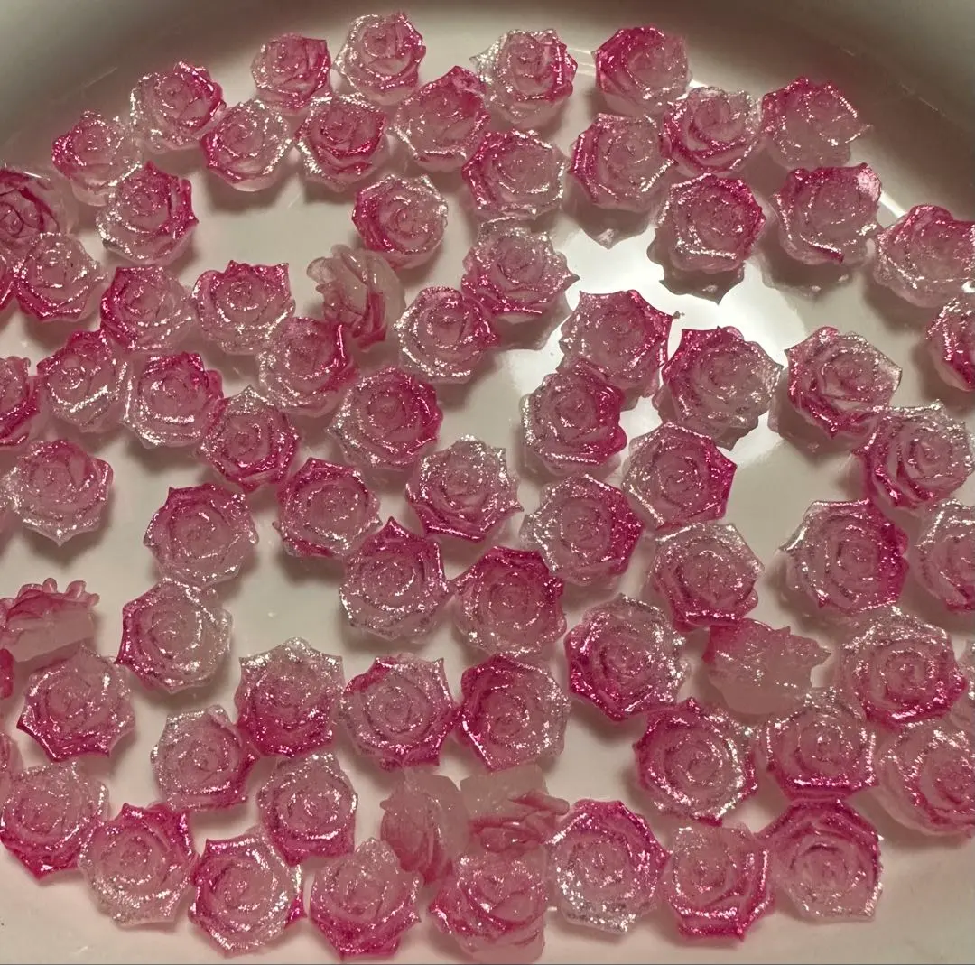 Thumbnail of Soft rose with pin holes, 10mm, No. 53, pink, color-changing, colorful mix, luminous, 50 pieces