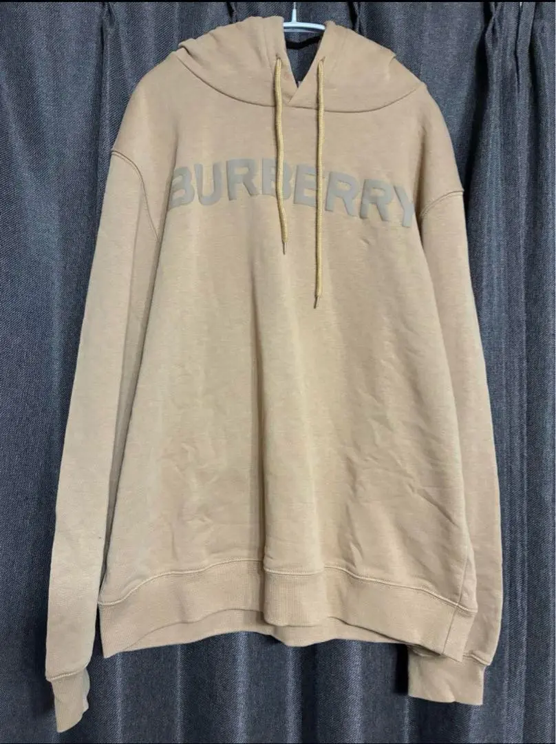 美品 BURBERRY ベージュ ロゴ パーカー サイズL トップス