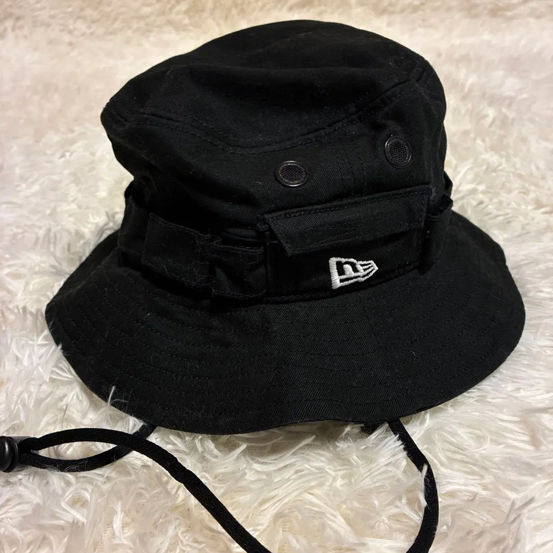 Thumbnail of NEW ERA Bucket Hat with Detachable Strap, Black, Size S-M, Approximately 50cm