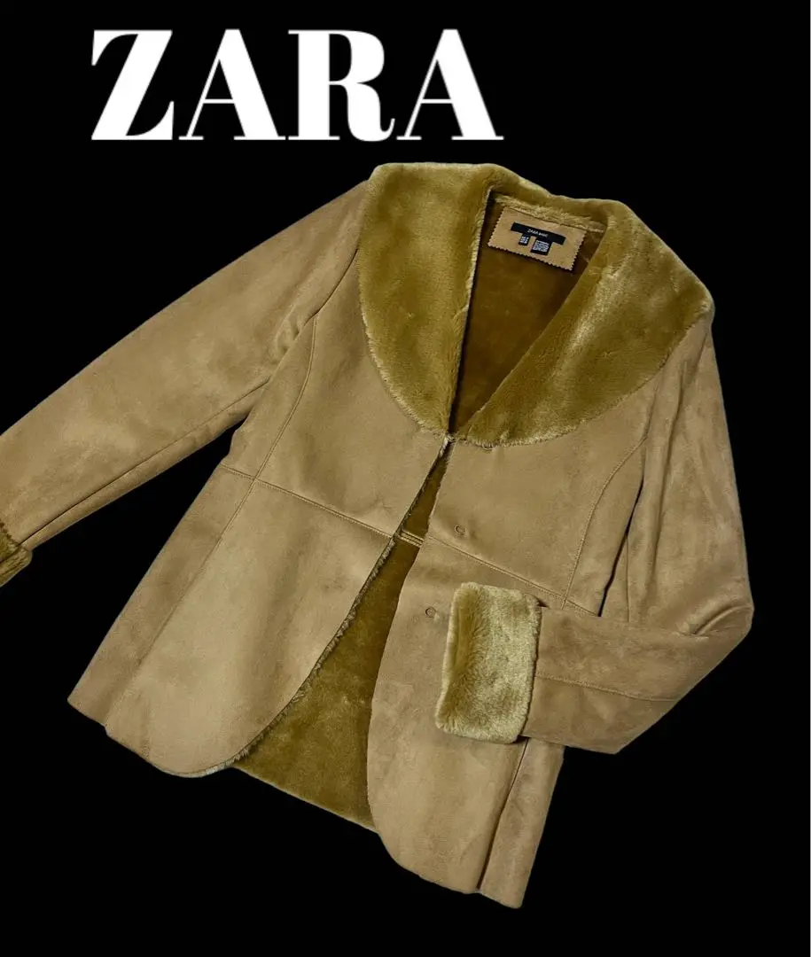 美品 ZARA フライトジャケット ムートン ボア レザー キャメル 茶 M 美品 ZARA フライトジャケット ムートン ボア レザー キャメル