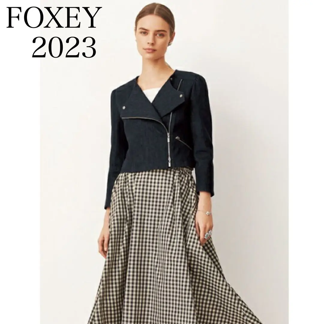 【美品】FOXEY デニムジャケット 38 FOXEY】【ミンクファー】【日本製】【アウター】フォクシー