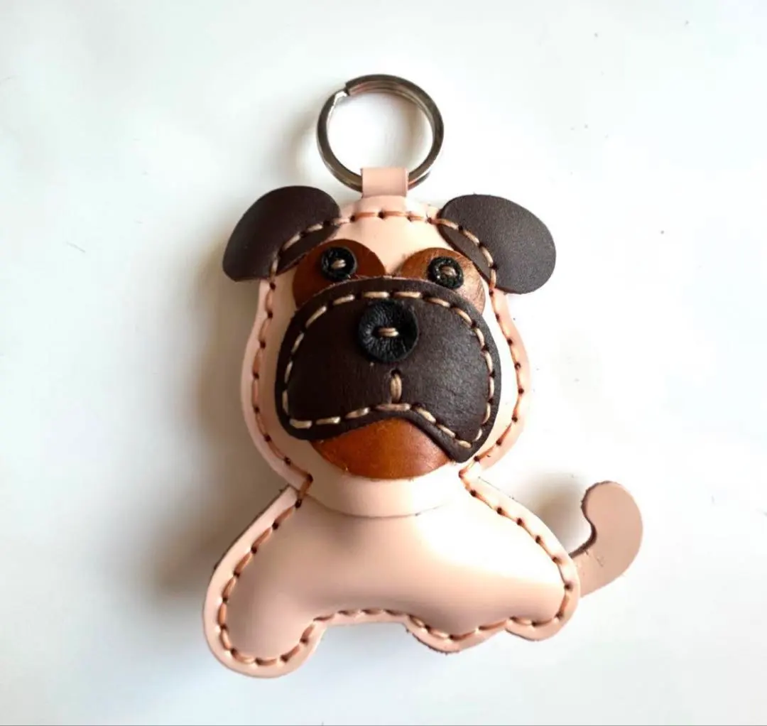 Thumbnail of ★New★ Genuine Leather Keyholder Handmade Leather Bag Charm Pug Dog