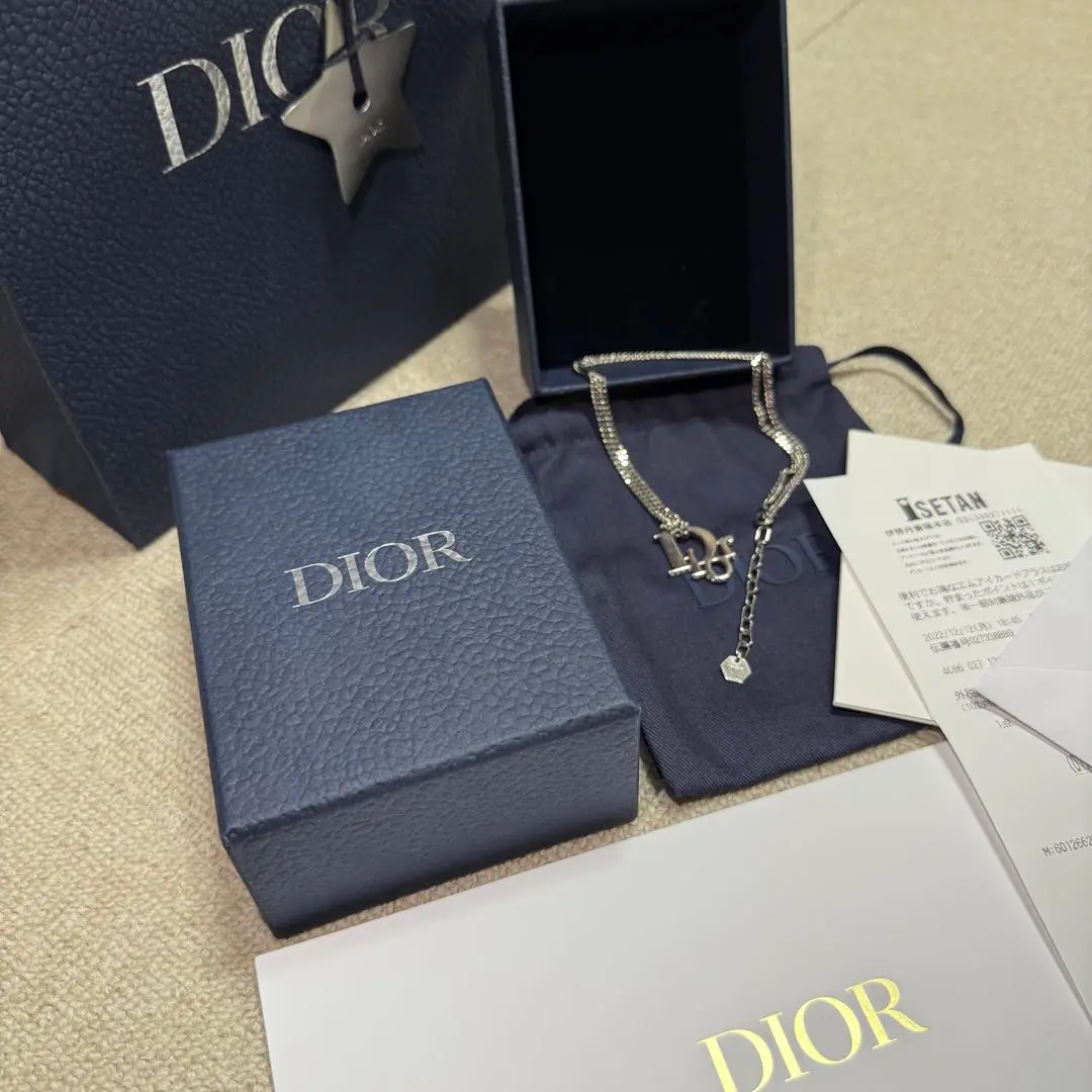 美品✨Dior ネックレス オブリーク シルバー 現行　ストーン欠けなし 胸元に輝く♪【Dior】ディオールオブリーク ネックレス シルバー