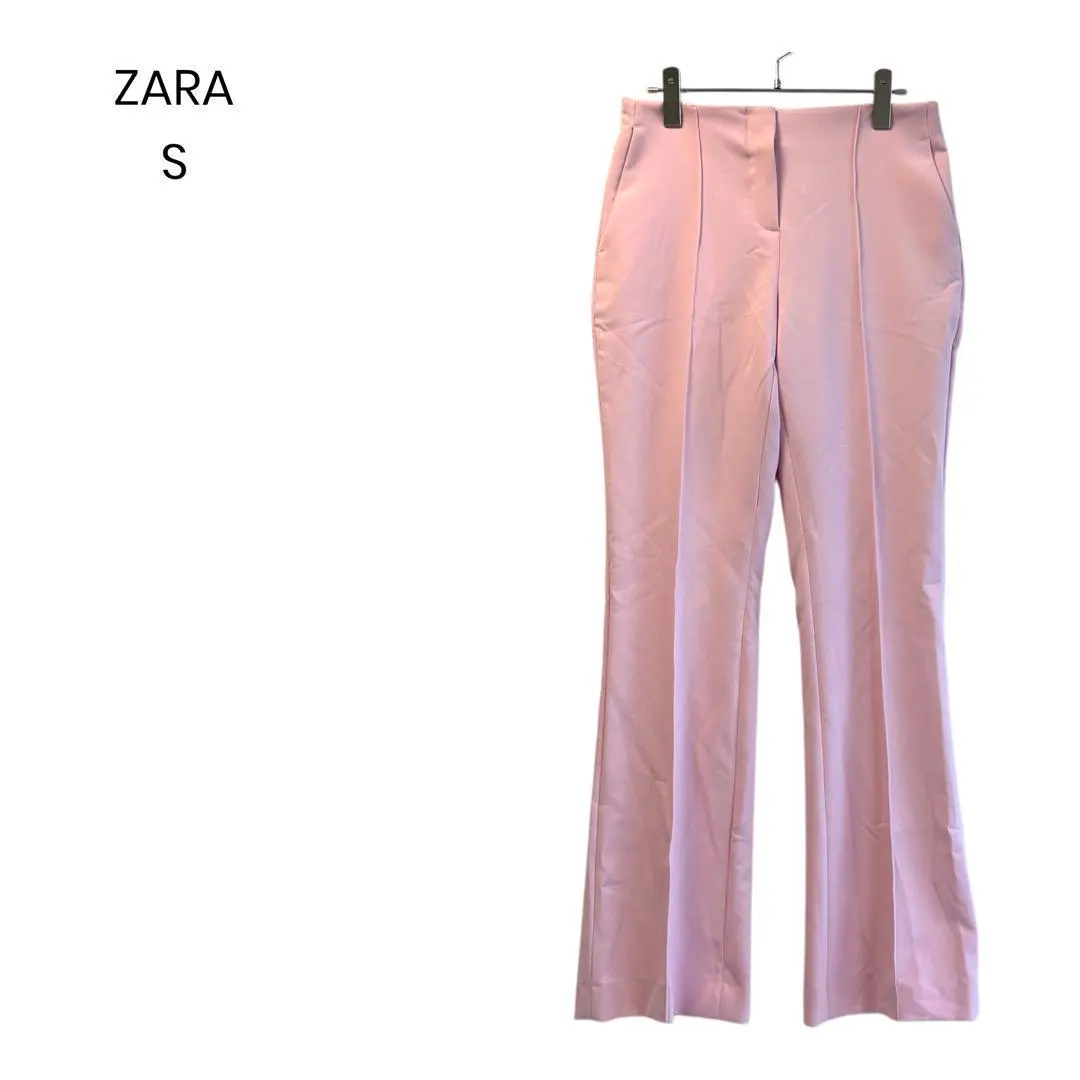 Thumbnail of ZARA Pink Flare Pants S Center Press High Waist a1035