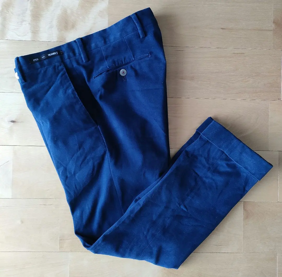 PT01BEAMS F 藏青色西褲46 合作款彈力 的縮圖