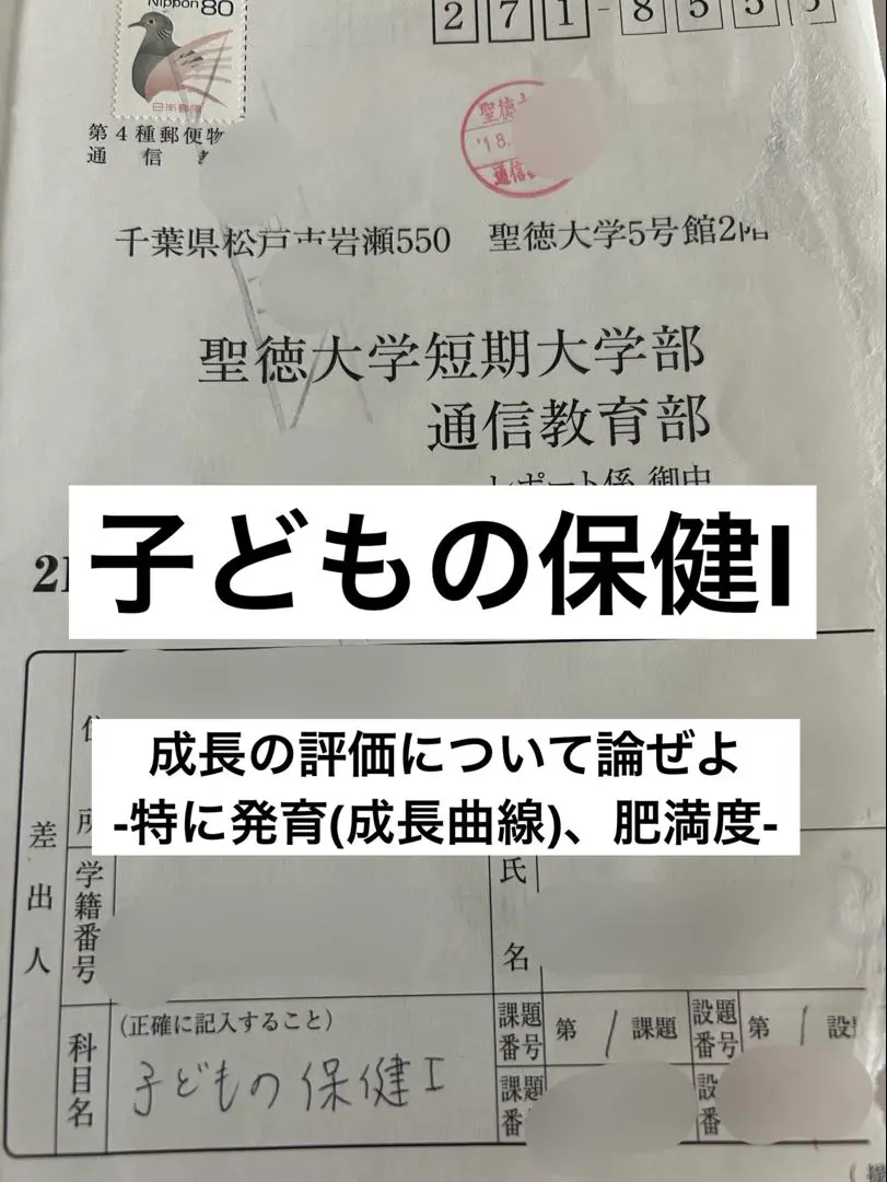 聖徳大学　通信教育部保育科　合格レポート一式♡ 保育士幼稚園教諭二種　まとめ買い 聖徳大学 通信教育部保育科 合格レポート一式♡ 保育士 幼稚園教諭二