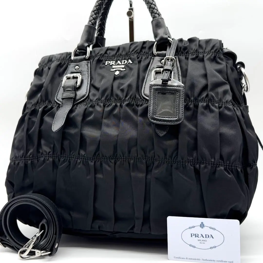 2025年最新】PRADA プラダ ギャザー トートバッグ ショルダー