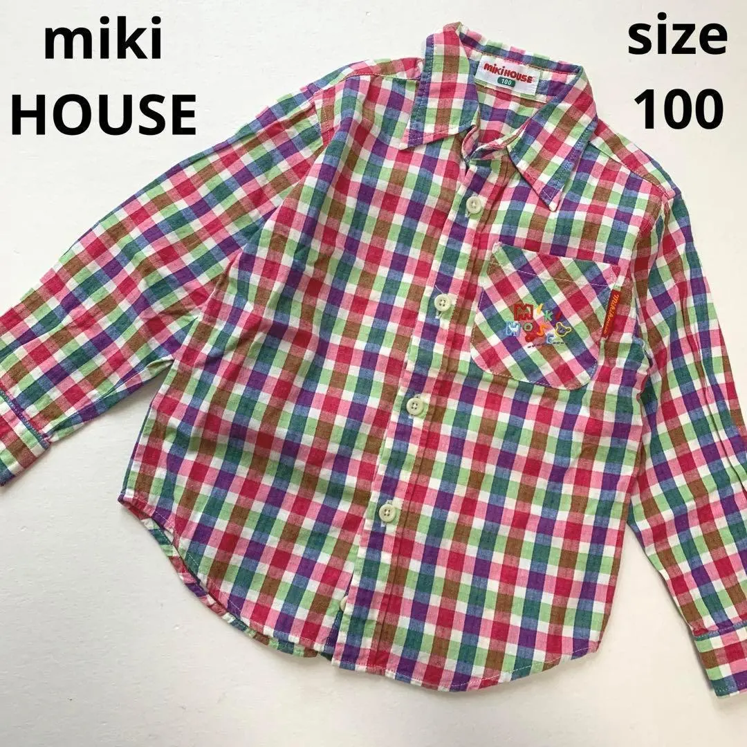 Miki House 100 襯衫 格紋 長袖 托兒所 幼稚園 的縮圖